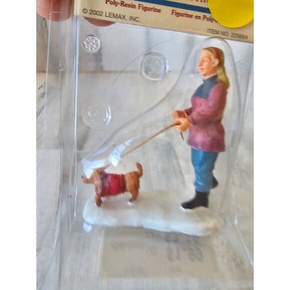 Lemax strolling with pooch dog walker people figurine village 2002 new - Picture 2 of 5